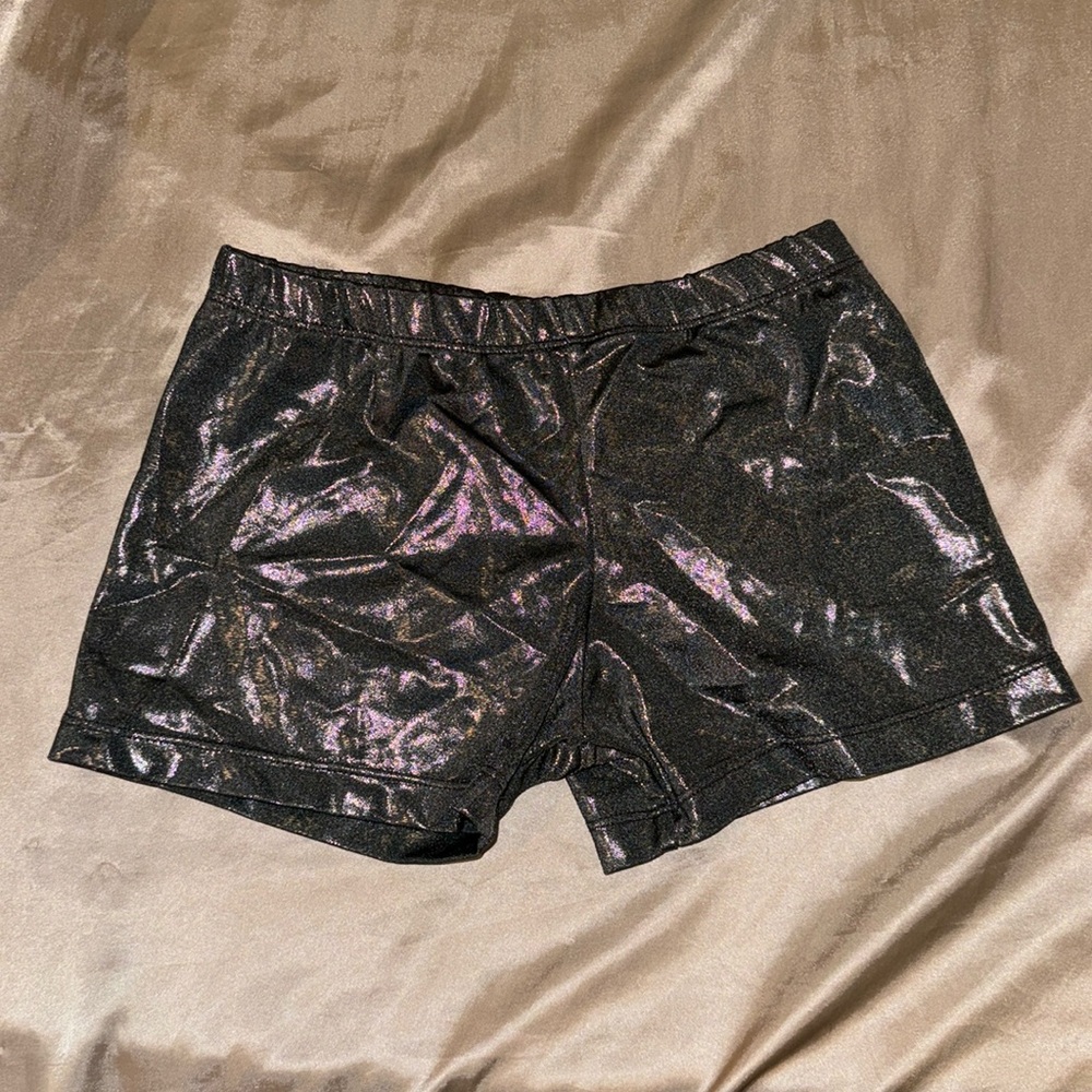 Metallic gymnastics shorts